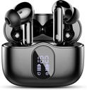 Brezžične slušalke, Bluetooth 5.4 Slušalke Bass Stereo, ušesni Budi s hrupom Prekliči Mic LED zaslon, IP7 Vodoodporni v ušesnih slušalkah, 36H Čas igranja za prenosne slušalke Športni servis, Črna