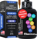 Tekoči kolagen za ženske in moške s pomirjujočim Ashwagandha - 100.000mcg goveji kolagen pijača, 100mg Ashwagandha tekočina za radikalno kožo, lase, nohte, in imunske podpore - 2oz Berry Flavor kapljice