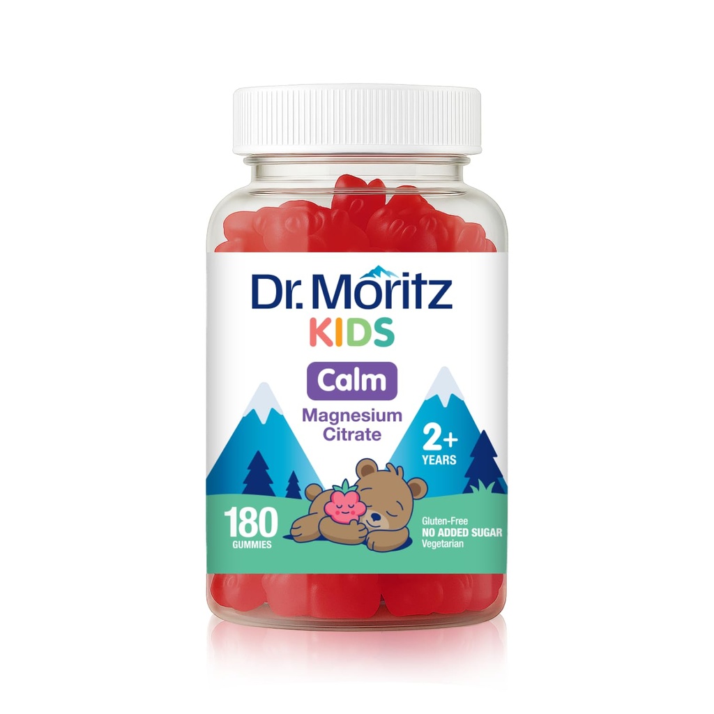 DR. MORITZ Sugar-free Calm Magnezium Gumies za otroke in odrasle - Ne-GMO Magnezijev Citrate Gumies - Raspberry Flavor - 1-Pack (180 Count)