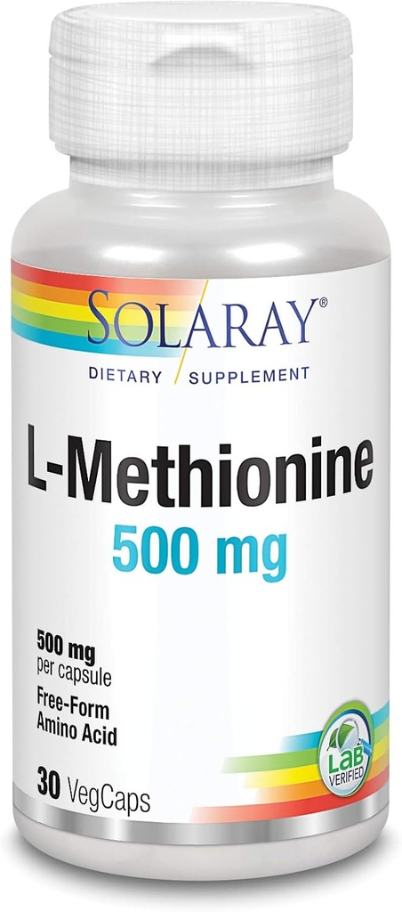 SOLARAY L-metionin - prosta oblika aminokisline - 500 MG (30 kapsul)