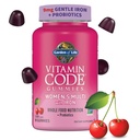 Vrt življenja Vitaminska koda Ženske multivitaminski gummy z železom: Folat, Biotin, D3 & B12 za lase, kožo in nohte + probiotiki za imuno zdravje in prebavo, Ne-GMO, Gluten-free, 90 Cherry Gummies