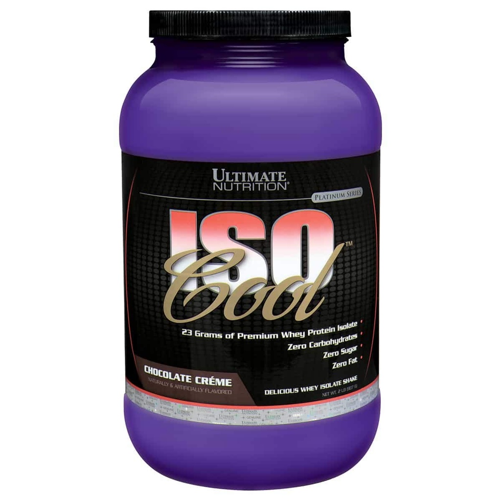 Ultimate Nutrition ISO Cool Whey Isolate Protein Powder - Keto Prijazno - Sladkor, ogljikovi hidrati in maščobne kisline - 23 gramov beljakovin na strežbo, čokolada,2 funta