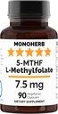 MONOHERB L-metilfolat 7,5 mg - 90 vegetarijanskih kapsul - metil folat dodatek