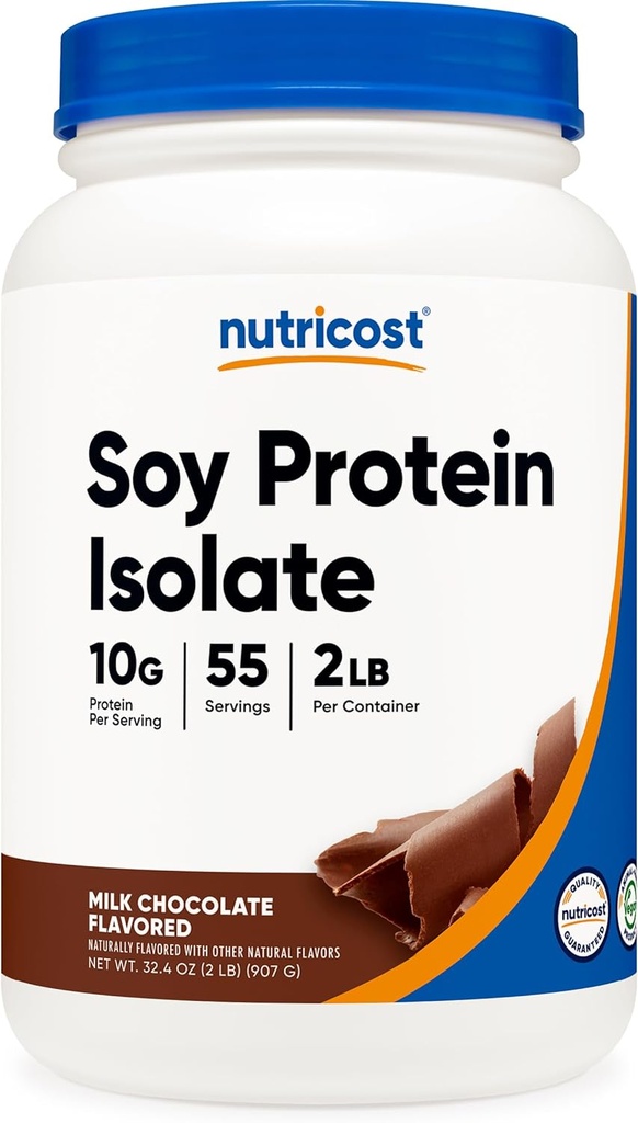 Nutricost sojin izolat v prahu, 2 LB mlečna čokolada - 10 gramov beljakovin na serviranje, vegan, brez GSO in gluten