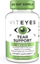 Viteyes Tear podporo oči blažilna mešanica, občasno suho oko dopolnilo, brez kapljice za oči, rdečina, vitamin za oči, alergija podpora za srbeče oči, Omega-3 ribje olje, 30 Mehkužci