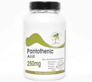 Pantotenska kislina 250mg ~ 200 Kapsula - Brez dodatkov ~ Naturetition dopolnila