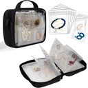 Travel Nakit Organizer Primer Transparent Nakit Skladiščenje Knjiga Binder Bag za uhane, Prstani, Necklace, Zapestnica, Black