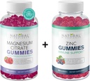 Brez sladkorja Magnezij Gumies & ekstra moč cinka Gumies, Vegan, Gluten prost, Pomiritev, Sprostitev, Mišično zdravje, Imunska podpora, zdravje kože, Non-GMO, 60 Gummy vitamini