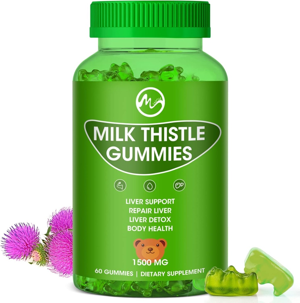 Milk Thistle Gumies, Jetrna čistila Gummy, Organic Jetra Detox dopolnila za moške in ženske - 60 Gumies (60 Število (Pack of 1))