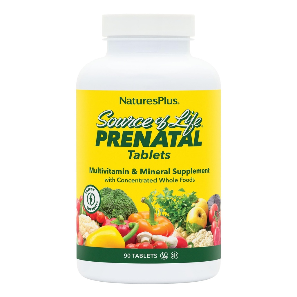 Nature Plus Vir življenja Prednatal - 800 μg Folat, 90 Vegetarijanske tablete - Vse naravne Prenatal Vitamin & Minerali z železom in kalcij - Optimalno zdravje in energija - Gluten-free - 45 Serving
