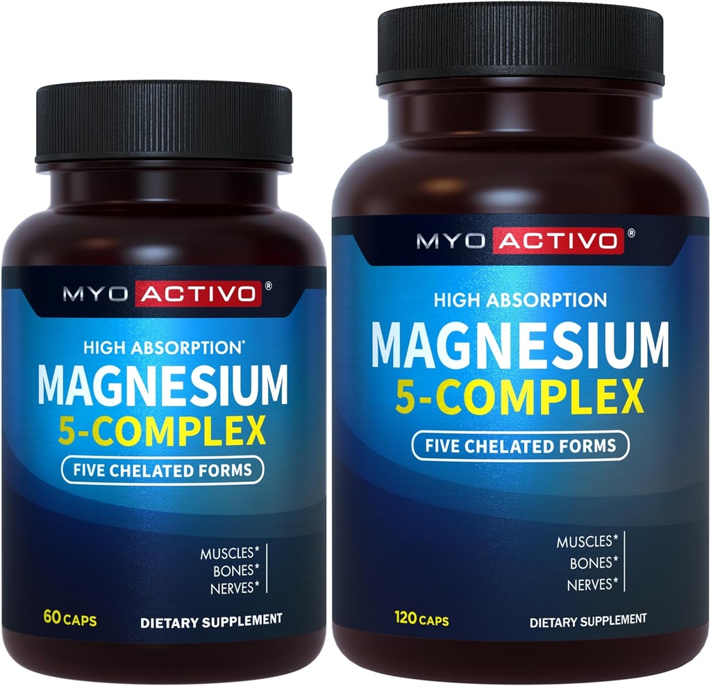60ct + 120ct - MyoActivo 5-in-1 Magnezijev kompleks - visoka absorpcija - kelirani magnezij