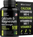 Kalcijev citrat z vitaminom D3 K2 & Magnezijev glicinat - dodatek za moč kosti - dodatki za kalcij na osnovi rastlin za ženske in moške - Magnezij in kalcijeve D3 K2 tablete za zdravje kosti - 90 kapsul