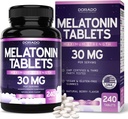 Melatonin 30 mg tablete za odrasle (240 tablet) - hitro raztopite tableto s 30 mg melatonina na tableto - Gluten-free, Non-GMO, 100% vegetarijansko, & Velika degustacija - mešane jagodičje arome - Izdelano v ZDA