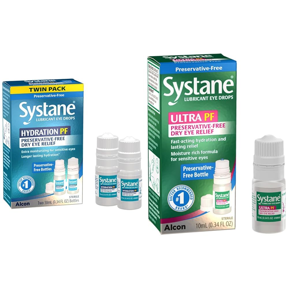 Systane Hydration Multi-Dose & Ultra PF Konservativno-proste kapljice za oči Twin Pack (2x10ml) in 10ml paket