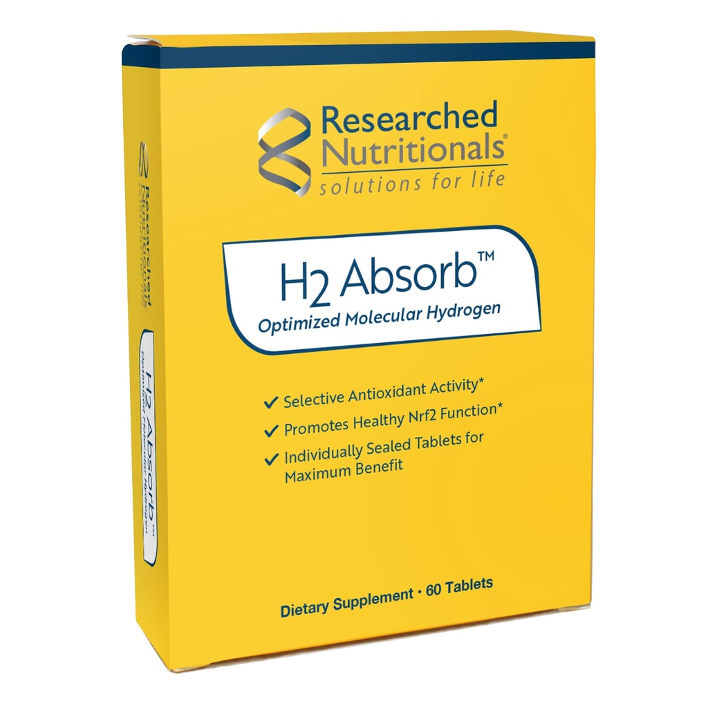 Researched Nutritionals H2 Absorbirane tablete za molekularni vodik - Instant hidrogenirana voda in antioksidant dodatek - Pomlajevalna pijača za spodbujanje energije in zdravo staranje (60 tablet)