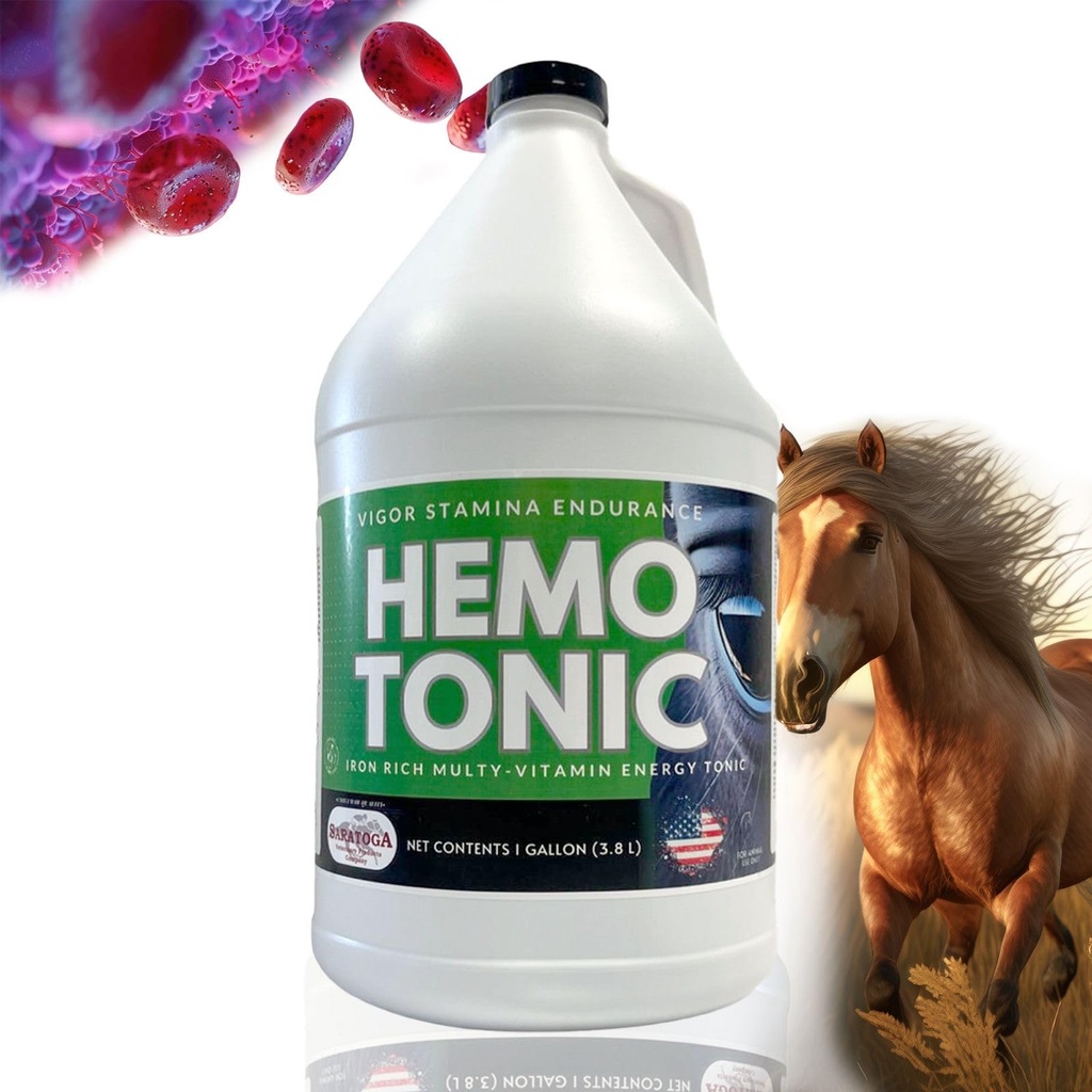 Hemotonic - Iron Rich Multi-Vitamin Energy Tonic Power Packed Blood Builder & Energy Revitalizator za konje s Saratoga Veterinarski izdelek (1 Galon)