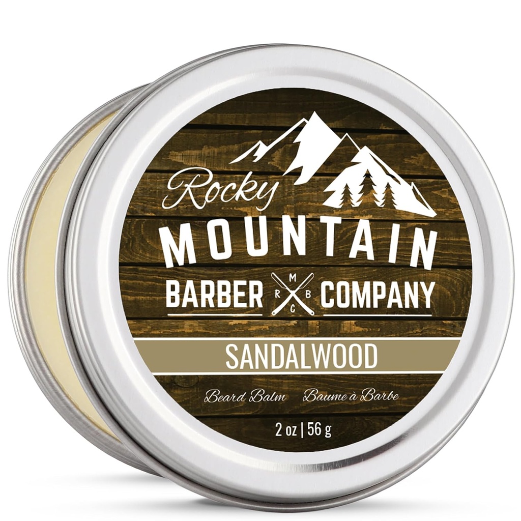 Bradavičast balzam – mešanica iz sandalwooda – Rocky Mountain Barber – z nutrient Rich Bees Wax, Jojoba, karitejevo maslo, kokosovo olje – vsebuje pravo eterično olje iz sandalwooda