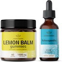 HERBAMA Lemon Balm in Ahwagandha Kit - Bundele limon Balm Gummies & Ashwagandha tekoče kapljice 2 fl oz - Vegan, Non-GMO, Alkohol & Gelatin-free - 2 paket