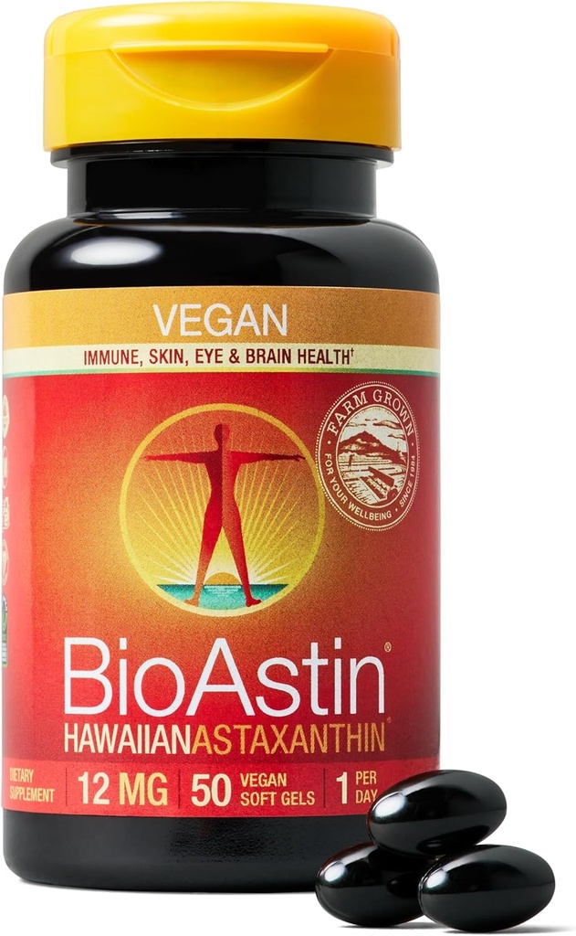 Nutrex Havaji Vegan BioAstin Havaji Astaksantin - 12mg, 50 Softgels - Farm-neposredni Premium Antioksidant dodatek k podpori oči, kože, skupni & imunski sistem zdravje - Vegan, Non-GMO & Gluten-free
