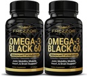 FREZZOR Omega 3 Črna za skupno nego & Comfort - Nova Zelandija Green Lipped Mussel Oil kapsule; 53x Višja moč z UAF1000+ Super antioksidant, Brez ribjega pookusa, 60 Število (Pack of 2)