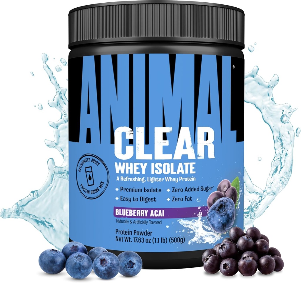 Protein Clear Whey Isolate Powder - Easy to Digest and Mix, 5g BCAA, okusno sok, osvežilna pijača za moške in ženske, borovnica Acai 125g (5 servingov)