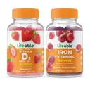 Življenjski vitamin D 5000 i.e. + likalnik z vitaminom C, Gummies Bundle - odličen okus, vitaminski dodatek, brez glutena, brez GSO, žvečljivi gumi