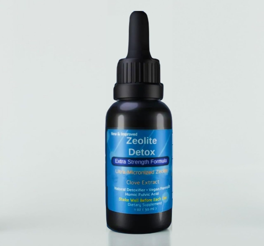 Likvificirani zeolit Fulvic in Humic Acid Immune Gut Podpora Tekoči čistilec Zeolit 1 oz Steklena steklenica exp 10/01/27