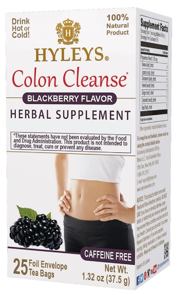 Hyleys Colon Clease Tea Blackberry Flavor - 25 čajne vrečke (12 paket - 300 čajne vrečke skupaj)