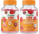 Življenjski vitamin D Otroci + Kalcij Magnezij Otroci, Gumies Bundle - odličen okus, Vitamin dodatek, Gluten brezplačno, GSO brezplačno, Žvečljivi gumi