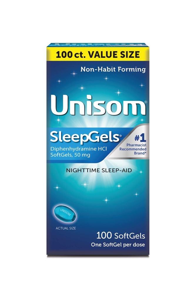 Unisomski geli za nočno spanje, difenhidramin HCI 50 mg, 100