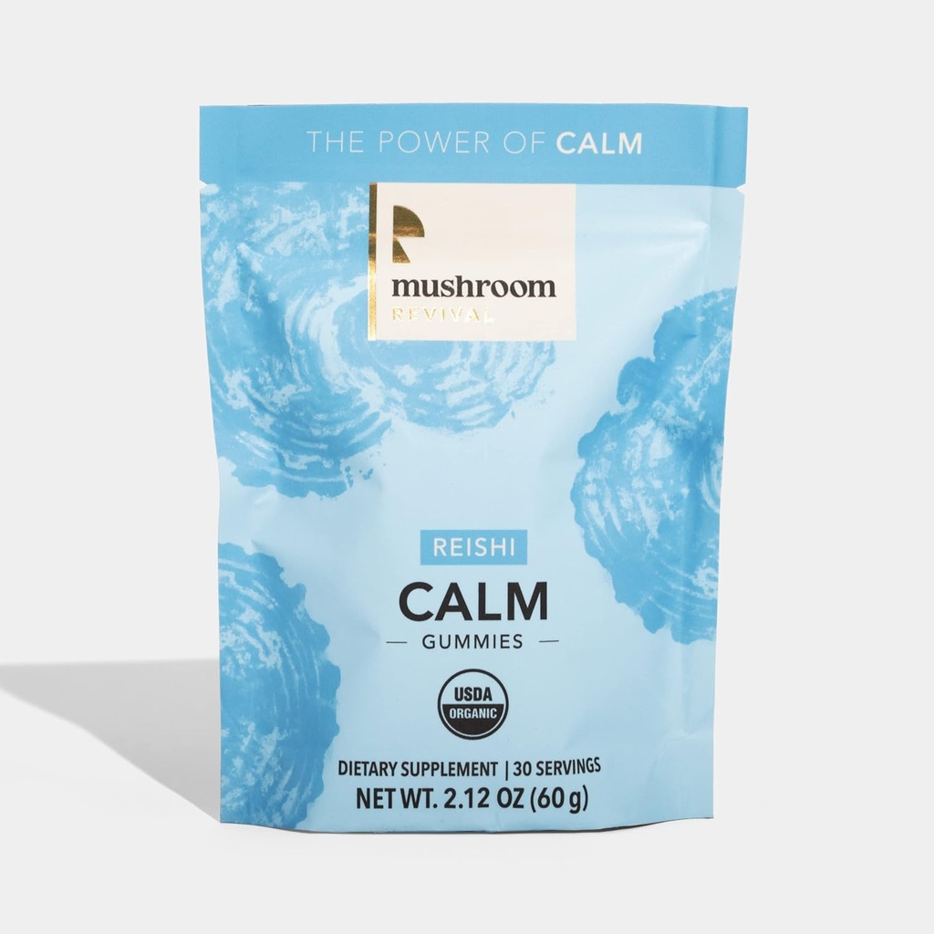 Obujanje gob, organska, Reishi Calm Gummies, 2.12 Ounces, Non-GMO, Vegan, Gluten Free, Keto, Mlekarna Brez