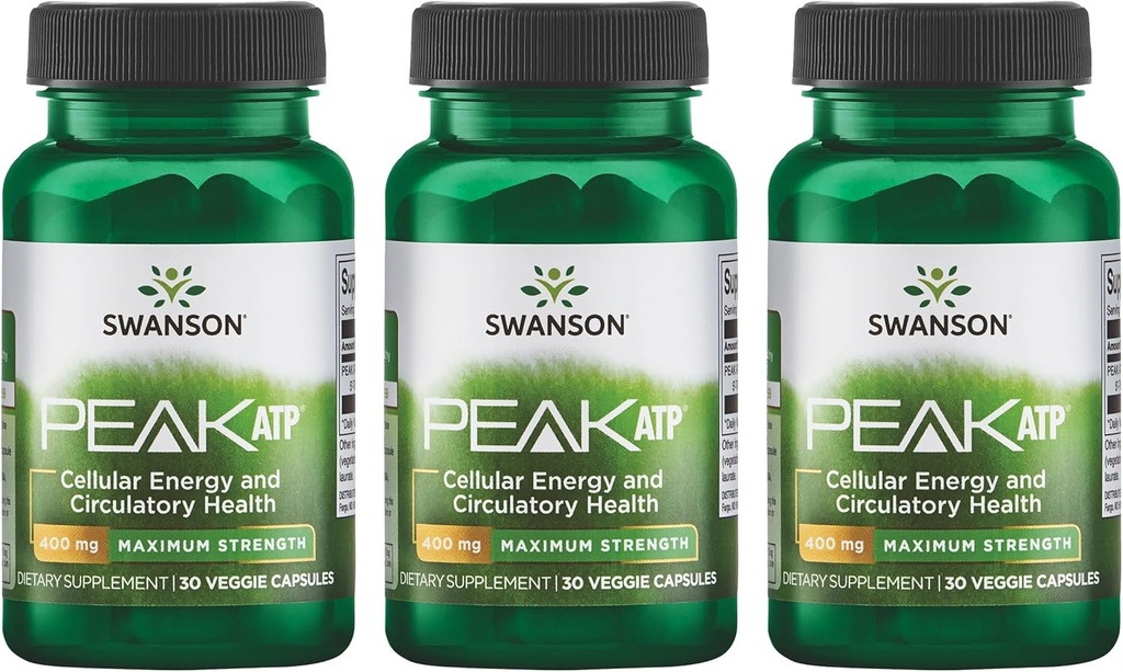 Swanson maksimalna moč Vrh ATP-naravni dodatek spodbujanje Celularna energija podpora-podpora fizične zmogljivosti in spodbuja zdravo podporo pretok krvi-(30 Veggie kapsule, 400mg vsak) 3 paket