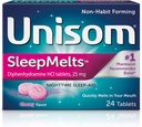 Unisom SleepMelts, nočno pomoč, Difenhidramin HCI, 24 Tablete, 25 mg