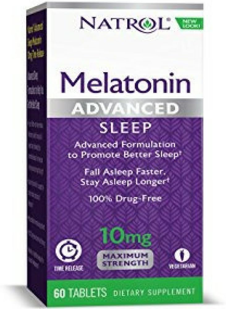 Natrol Napredno spanje Melatonin tablete, Največja moč, 60 Število, Pakiranje po 5