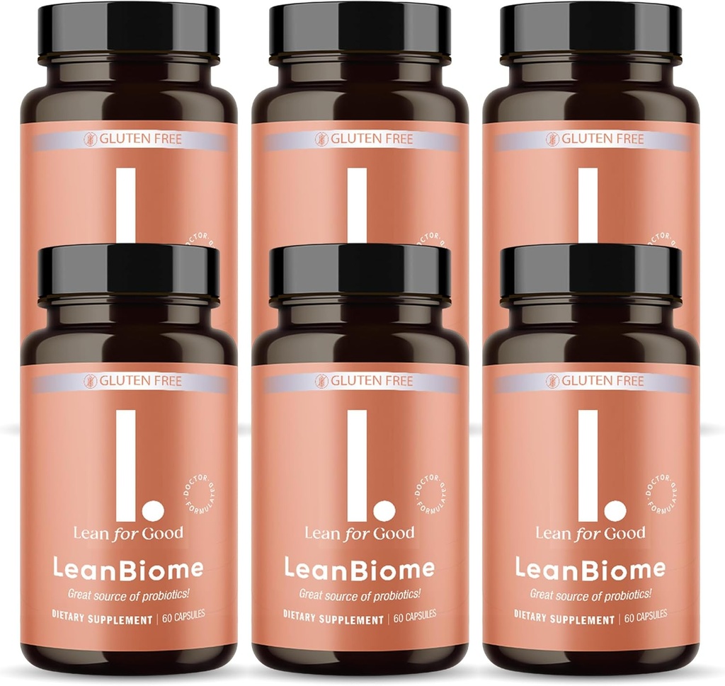 LeanBiome, 9-Strain Probiotic Formula, Podpira uravnotežen Gut Microbiome, Močni Gut Probiotics z Greenselect Phytosome - 60 Kapsule, 6 Pack