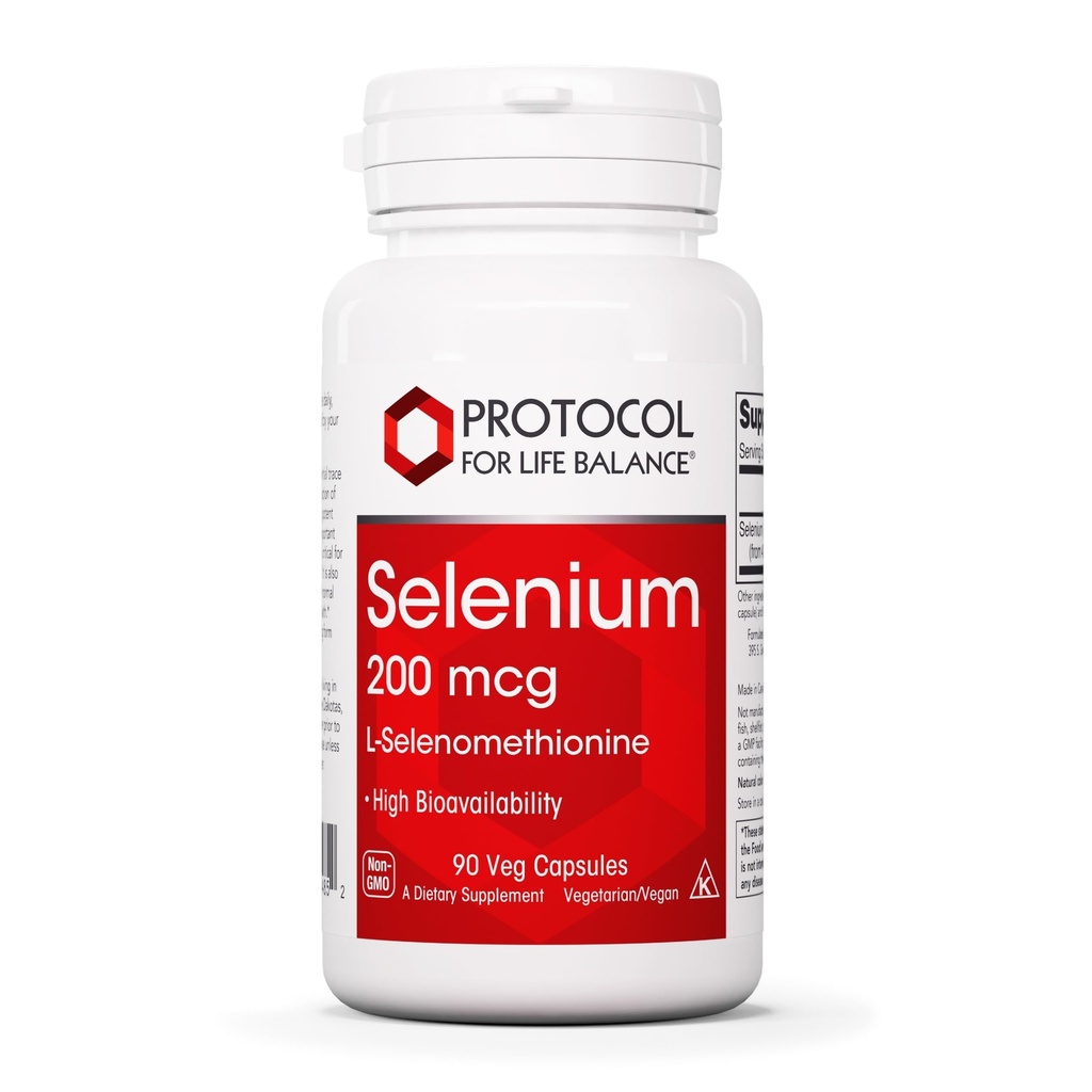 Protokol Selenium 200mcg - Imunska podpora, ščitnica in prostata Zdravje* - Selenium dopolnila - Vegetarian, Košir & Halal - 90 Veg kape
