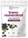Pure Trans-Resveratrol prašek z vitaminom E, 5 Ounce, 2 v 1 Formula, Mikroniziran prašek za boljšo absorpcijo, Premium Resveratrol dodatek, Super antioksidant