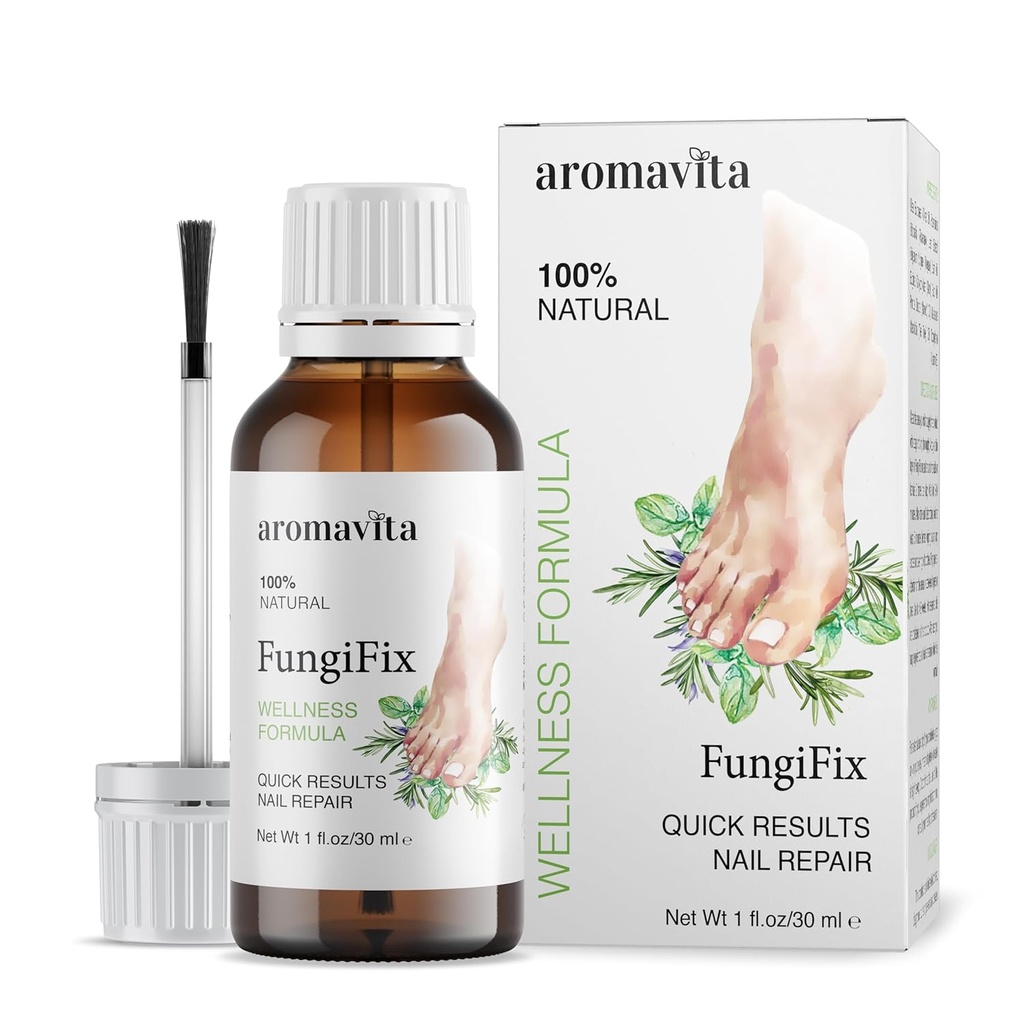 FungiFix Skupno popravilo nohtov z oljem Origano, Tea Tree olje in vitamin E – Formula za močnejše nohte, Izboljšave nohtov in nohtov videz, Spodbuja okrevanje nohtov, Vegan, 1 fl. Oz