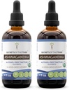 Ashwagandha Tinkture Extract brez alkohola, USDA Organic Ashwagandha Withania Somnifera Anti-Stres in sprostitev 2x4 OZ