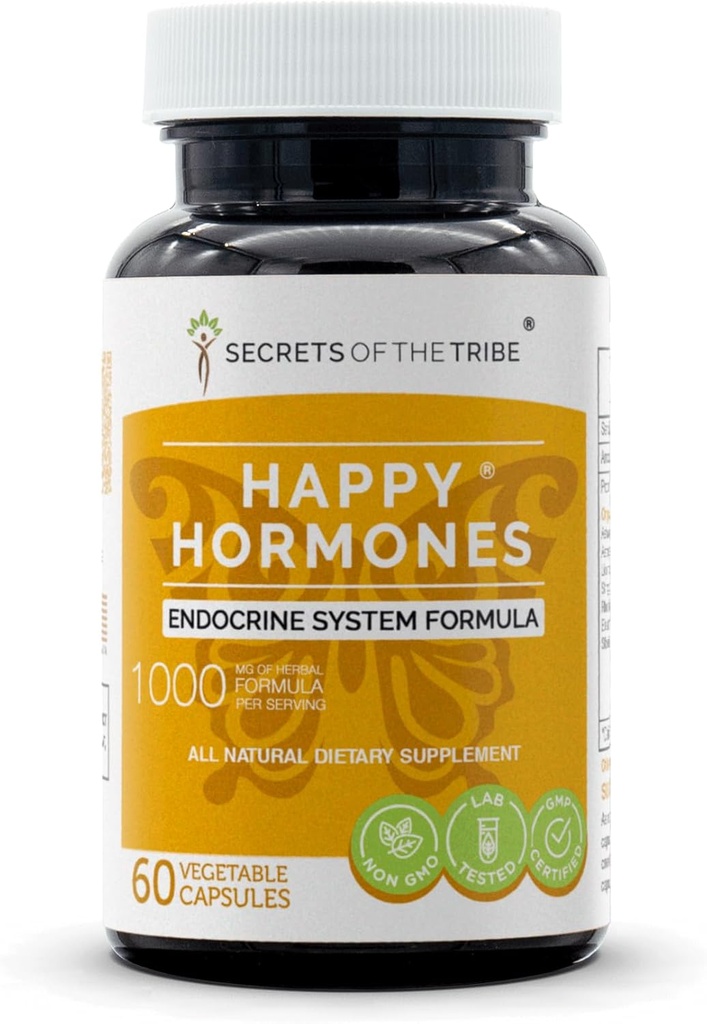 Skrivnosti Tribe - Happy Hormones, Endokrine System Formula, Zeliščna dopolnilna mešanica (60 kapsul)