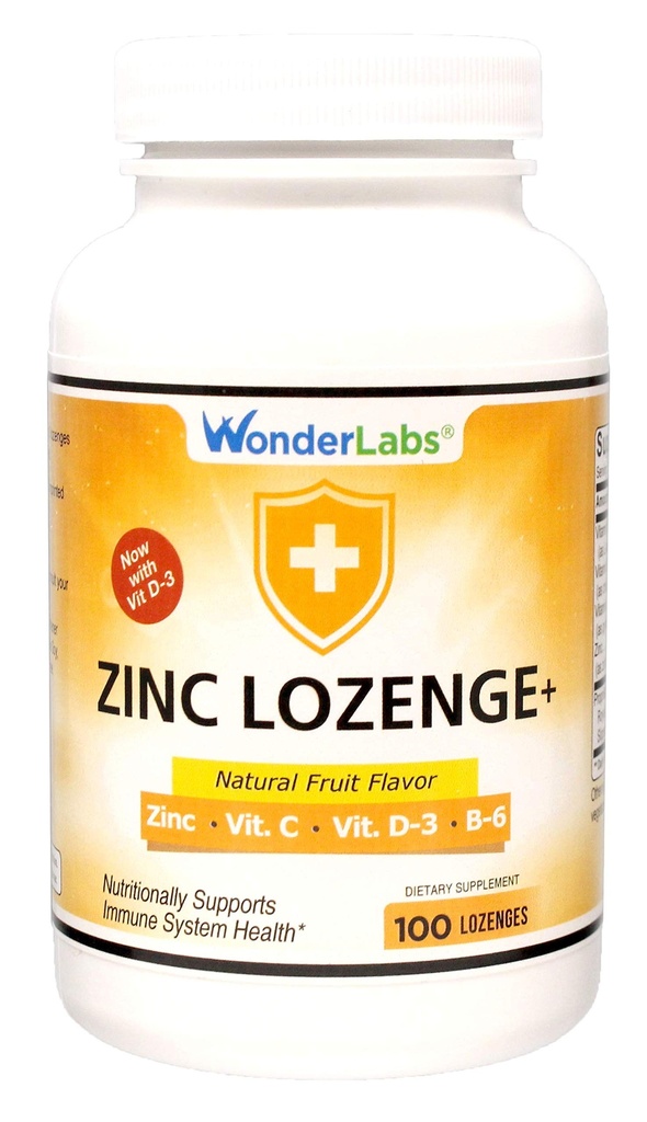 Wonder Laboratories Zinc Lozenges with Vitamin C - Fruit Flavored, Healthy Immune Support Lozenges with 25mg of Zinc Supplement Per Lozenge + 30mg of Vitamin C - 100 Lozenges