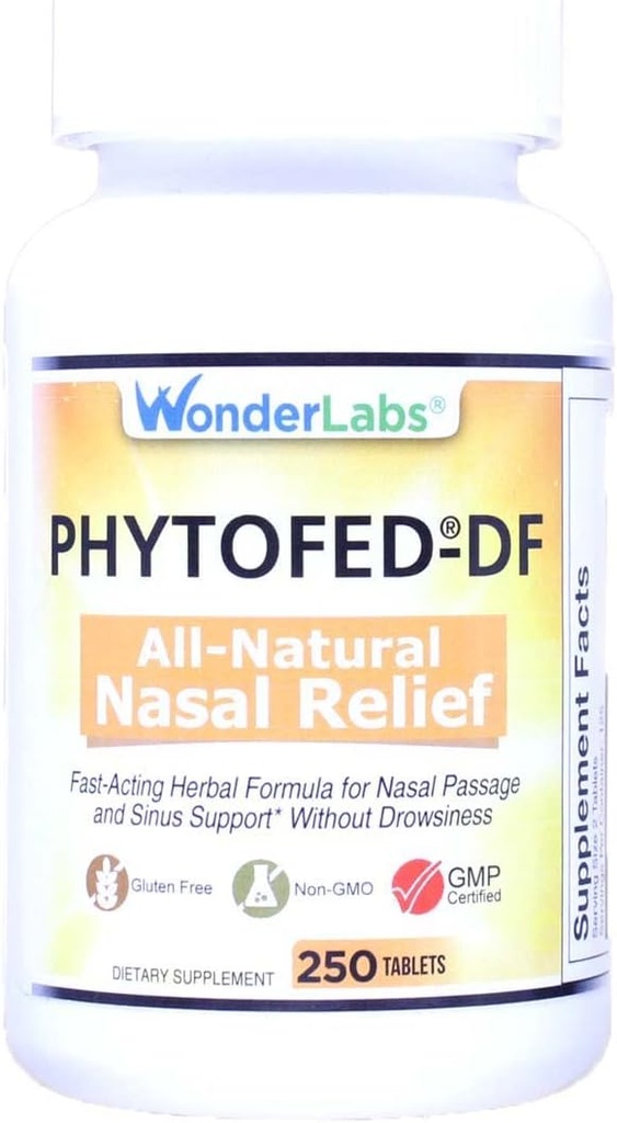 Wonder Laboratories Phytofed-DF vse-naravni pomoč nos in dekongestiv, 250 tablet