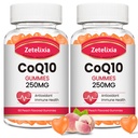2 Pack CoQ10 Gumies, 5X boljša absorpcija Koencim Q10 za celično energijo in antioksidant podporo, 120 Breskeve Gumies