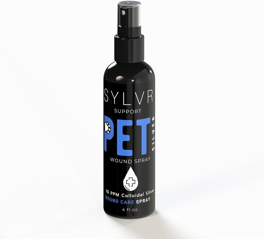 SYLVR WELLNESS- Coloidal SilverSol Pet, Dog, Cat, Rana & Skin Spray z Nano Silver, Made in USA, All Natural (4 oz.)
