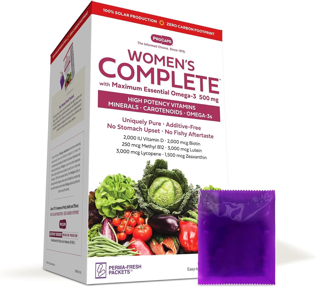 ANDREW LESSMAN Multivitaminski - ženske Komplement z maksimalnim esencialnim Omega-3 500 mg 60 Packets - 30+ Visoke vsebnosti vseh hranil, Essential Vitamins, Minerali, Karotenoidi. Brez dodatkov