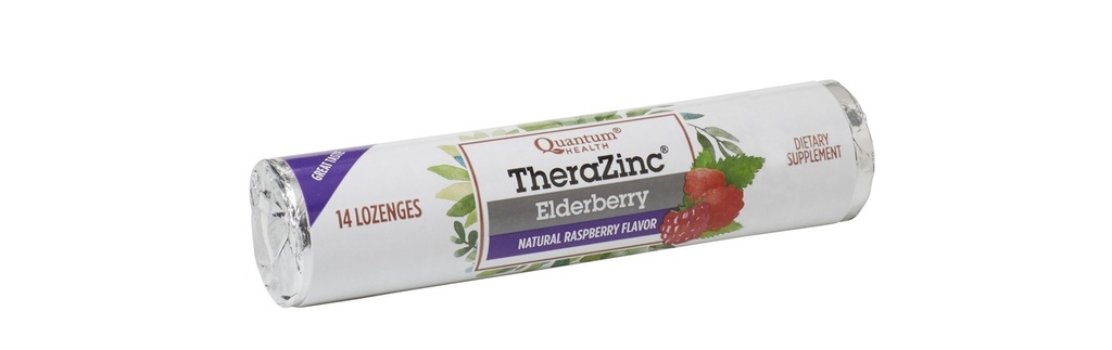 Quantum Health TheraZinc Elderberry Roll, Raspberry Lozenges, izdelan z cinkovim glukonat za imuno podporo, 14 Count