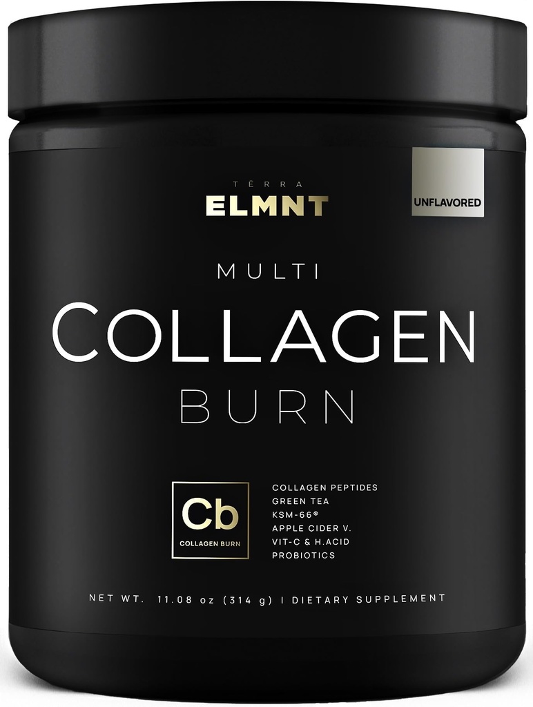 ELMNT Super Collagen prašek za ženske hujšanje + Beauty w. probiotiki, hialuronska kislina, ACV, KSM-66, Biotin - Premium Multi Collagen Peptides Protein Supplement Colageno za ženske (Unflavored)