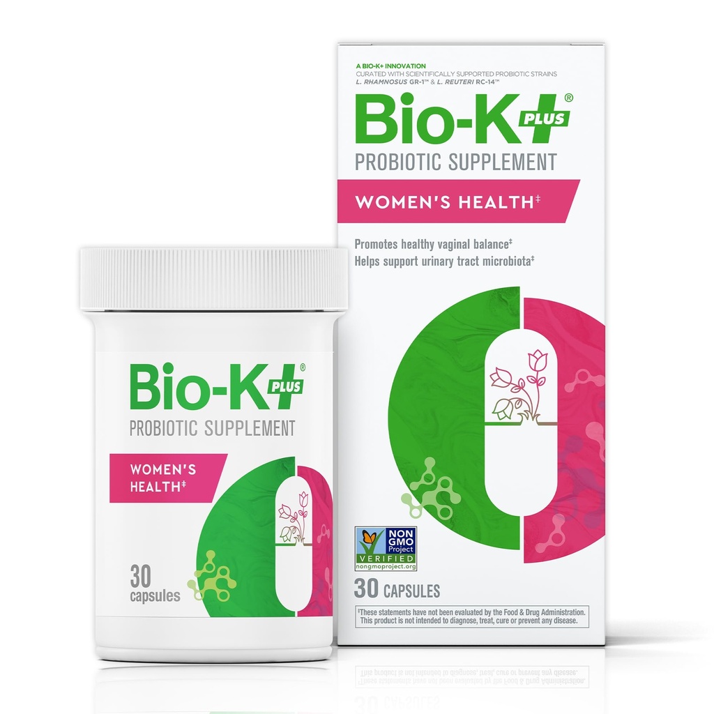 Bio K+ Zdravje žensk – Probiotični dodatek za ženske Podpira Vaginalni in sečni trakt Zdravje z 2 milijardi CFU 2 sevi, Vaginalni probiotiki za ženske – 30 kapsul