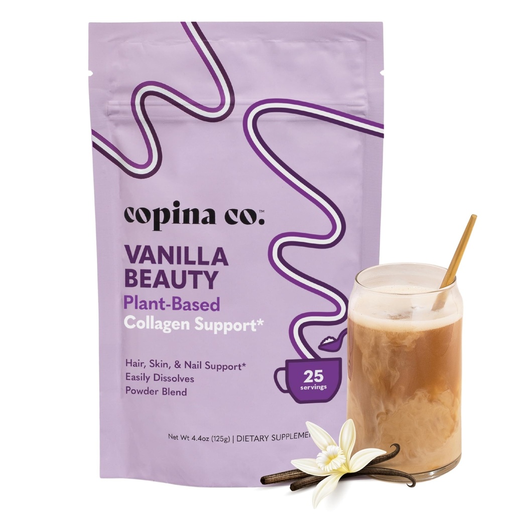 Copina Co. Vanilla Beauty Vegan Colagen Booster Creamer: Rastlinski kolagen podpora Smoothie Drink Vegan Creamy Mešanica 