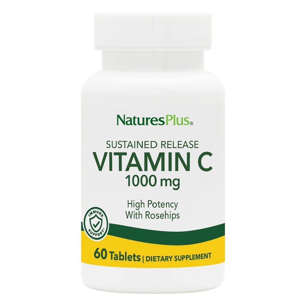 NaturesPlus trajen release 1000 mg Vitamin C - 60 tablete - z Rose Hips - vegetarijansko, Gluten brezplačno - 60 Sluge